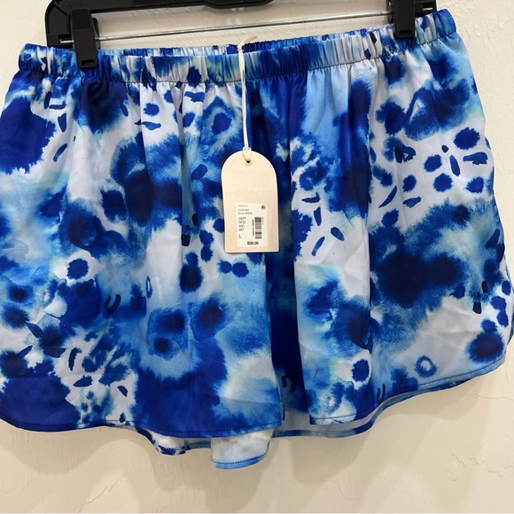 NWT Van Winkle & Co Womens Pajama Bottom Blue  Satin Shorts Size L - Picture 7 of 8